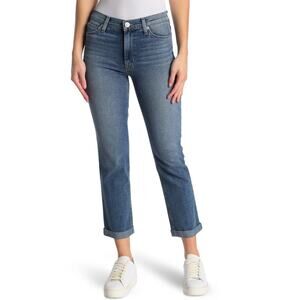 HUDSON • Blair High Rise Straight Leg Cropped Jeans in Azalea